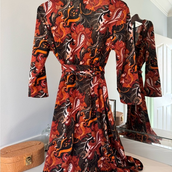 LuLaRoe Red and Black Long Sleeve Wrap Dress - Picture 5 of 7